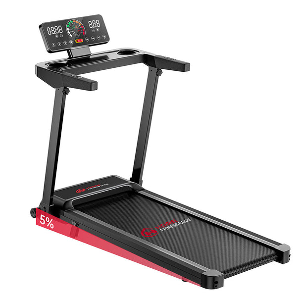 Folding Q8 treadmill with handrail console, 1–12 km/h